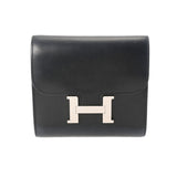 HERMES エルメス コンスタンス スリム 黒 C刻印(2018年頃) レディース タデラクト 二つ折り財布 Bランク 中古 銀蔵