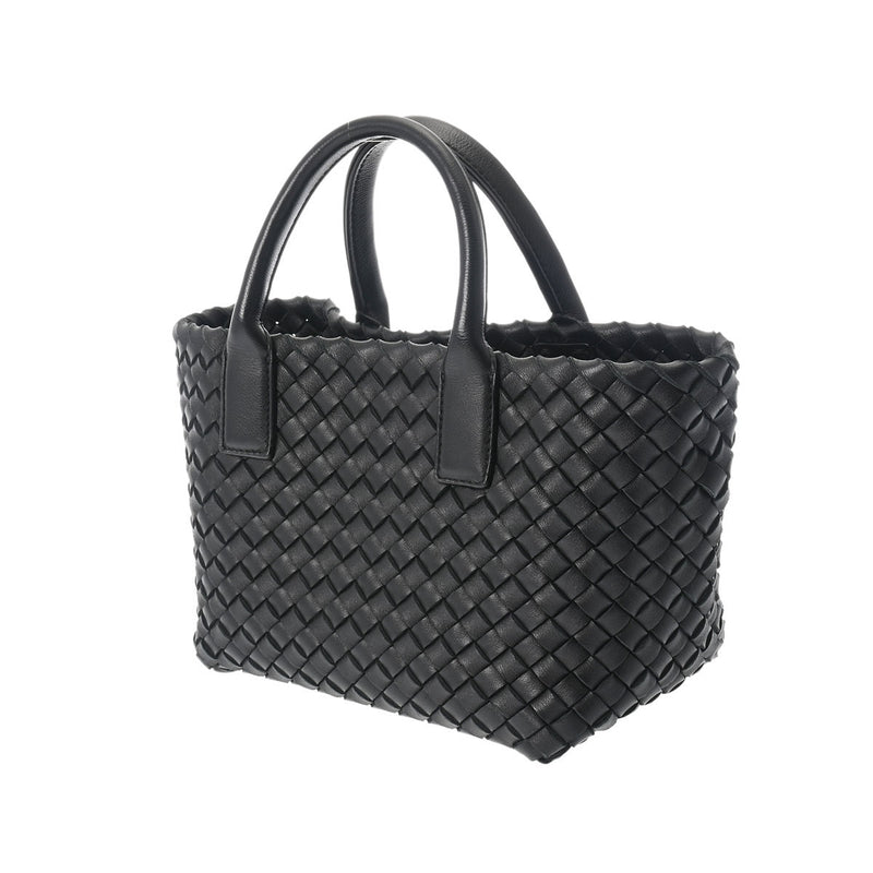 BOTTEGAVENETA ボッテガヴェネタ イントレチャート ミニカバ 2WAY 黒 709464 レディース ラムスキン ハンドバッグ Aランク 中古 銀蔵