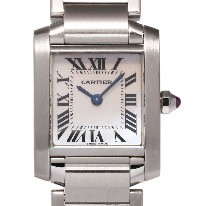 CARTIER カルティエ タンクフランセーズ SM W51028Q3 レディース SS 腕時計 クオーツ ピンクシェル文字盤 Aランク 中古 銀蔵