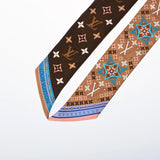 LOUIS VUITTON ルイヴィトン バンドーBB フラワーズフォエバ ブラウン/ベージュ M77682 レディース シルク100％ スカーフ Aランク 中古 銀蔵