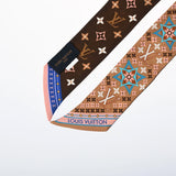 LOUIS VUITTON ルイヴィトン バンドーBB フラワーズフォエバ ブラウン/ベージュ M77682 レディース シルク100％ スカーフ Aランク 中古 銀蔵