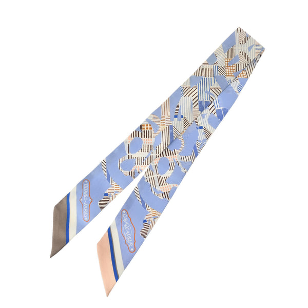 HERMES エルメス ツイリー CAVALCADOUR MORNINNG 新タグ ブルー 061722S レディース シルク100％ スカーフ ABランク 中古 銀蔵