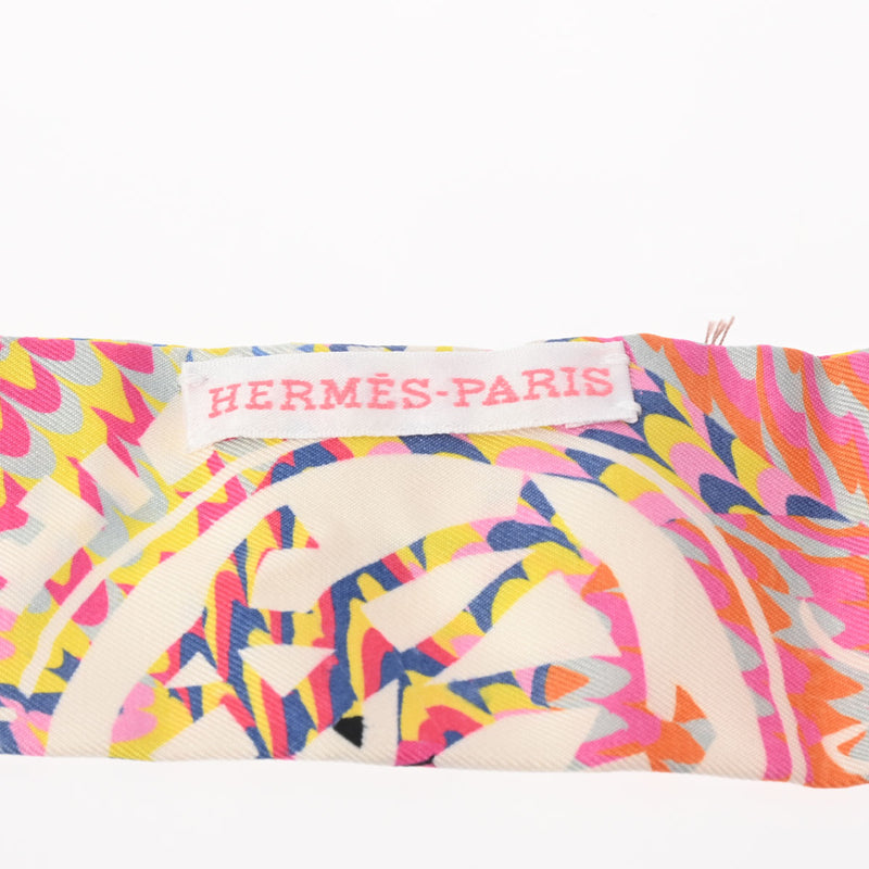 HERMES エルメス ツイリー EX LIBRIS MARB 京都マーブル ホワイト/ローズ/青 レディース シルク100％ スカーフ 未使用 銀蔵