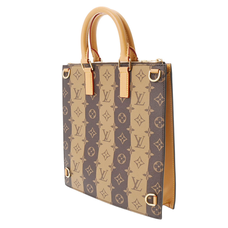 LOUIS VUITTON ルイヴィトン モノグラム ストライプ サックプラ LVスクアード NIGOコラボ ブラウン M45969 ユニセックス モノグラムキャンバス ハンドバッグ Aランク 中古 銀蔵