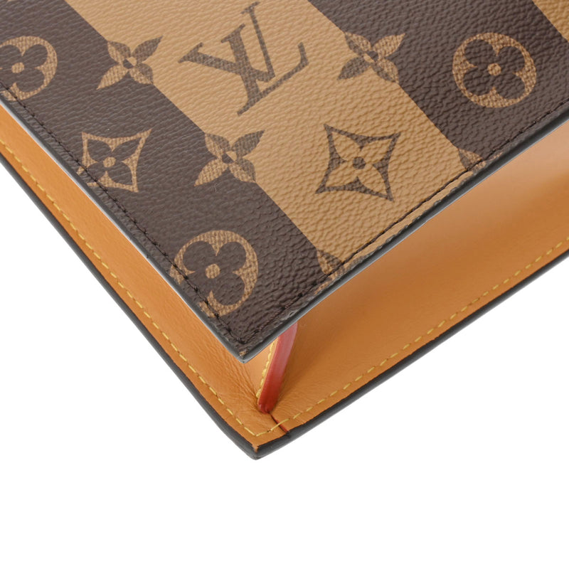 LOUIS VUITTON ルイヴィトン モノグラム ストライプ サックプラ LVスクアード NIGOコラボ ブラウン M45969 ユニセックス モノグラムキャンバス ハンドバッグ Aランク 中古 銀蔵