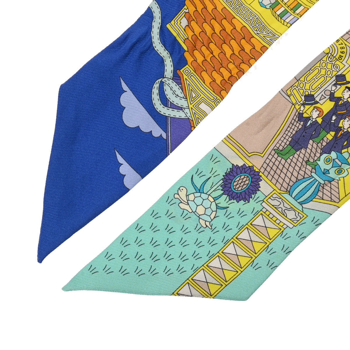 エルメス ツイリー La Maison des Carres メゾン デ カレ スカーフ イエロー マルチカラー シルク レディース HERMES 【中古】 エルメスツイリー LA MAISON DES CARRES イエロー/マルチカラー