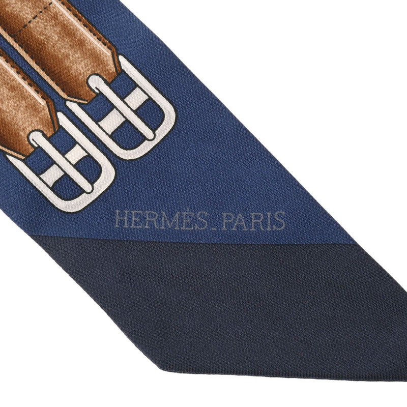 HERMES エルメス ツイリー JUMPING マリオ/ゴールド/ブラン レディース シルク100％ スカーフ ABランク 中古 銀蔵