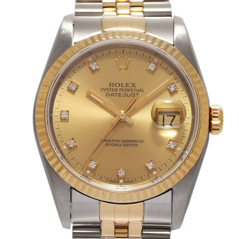 ROLEX ロレックス デイトジャスト 10Pダイヤ 16233G メンズ YG/SS 腕時計 自動巻き ゴールド文字盤 Aランク 中古 銀蔵