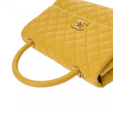 CHANEL シャネル マトラッセ トップハンドル 29 2WAY イエロー A92991 レディース キャビアスキン ハンドバッグ ABランク 中古 銀蔵