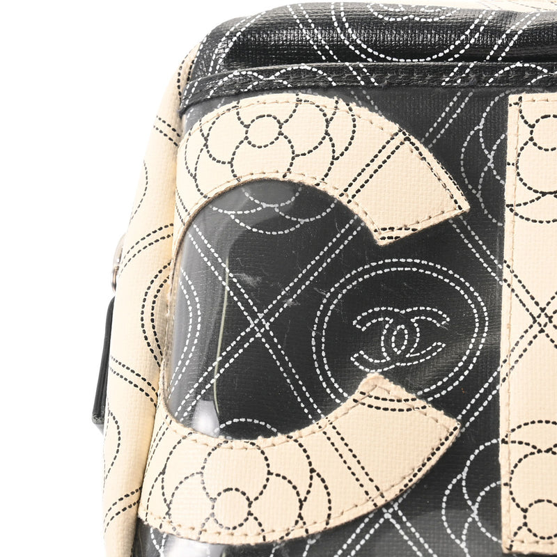 CHANEL シャネル ロゴ カメリア 黒/白 レディース レザー ショルダーバッグ Aランク 中古 銀蔵
