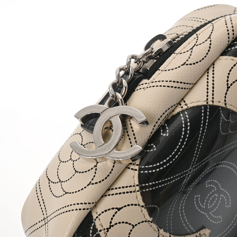 CHANEL シャネル ロゴ カメリア 黒/白 レディース レザー ショルダーバッグ Aランク 中古 銀蔵