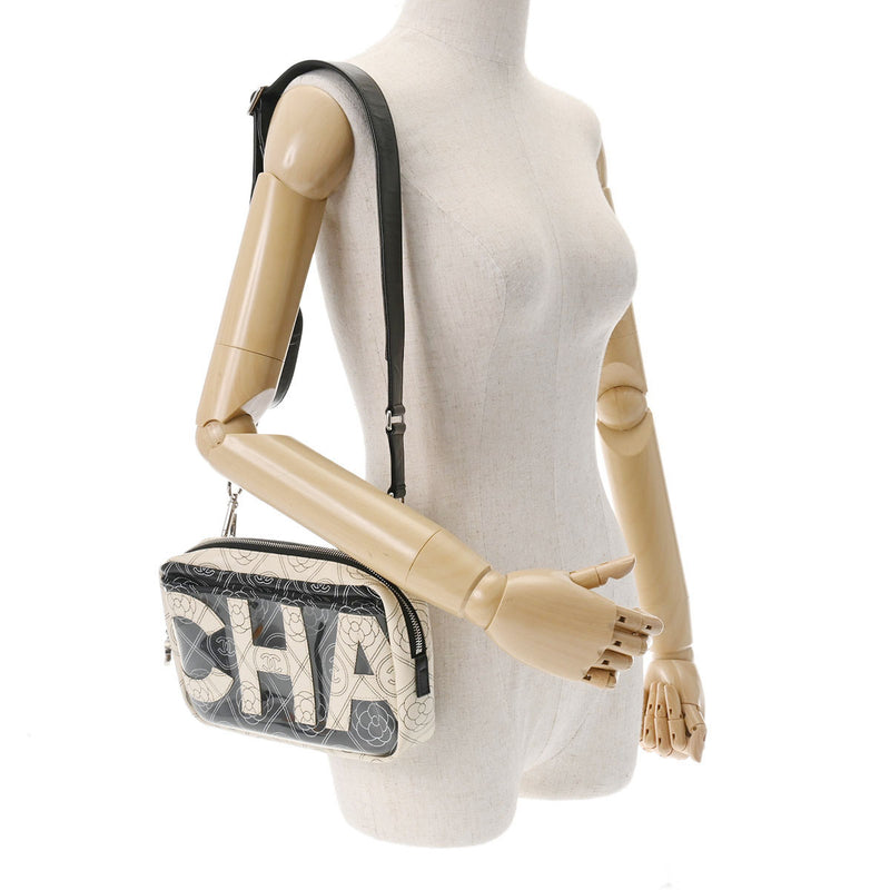 CHANEL シャネル ロゴ カメリア 黒/白 レディース レザー ショルダーバッグ Aランク 中古 銀蔵