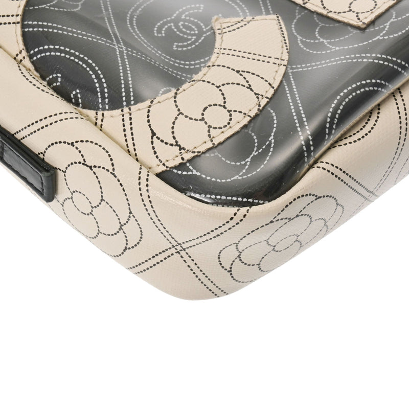 CHANEL シャネル ロゴ カメリア 黒/白 レディース レザー ショルダーバッグ Aランク 中古 銀蔵