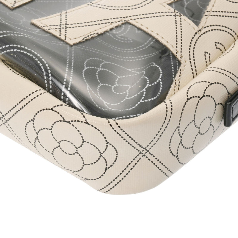 CHANEL シャネル ロゴ カメリア 黒/白 レディース レザー ショルダーバッグ Aランク 中古 銀蔵