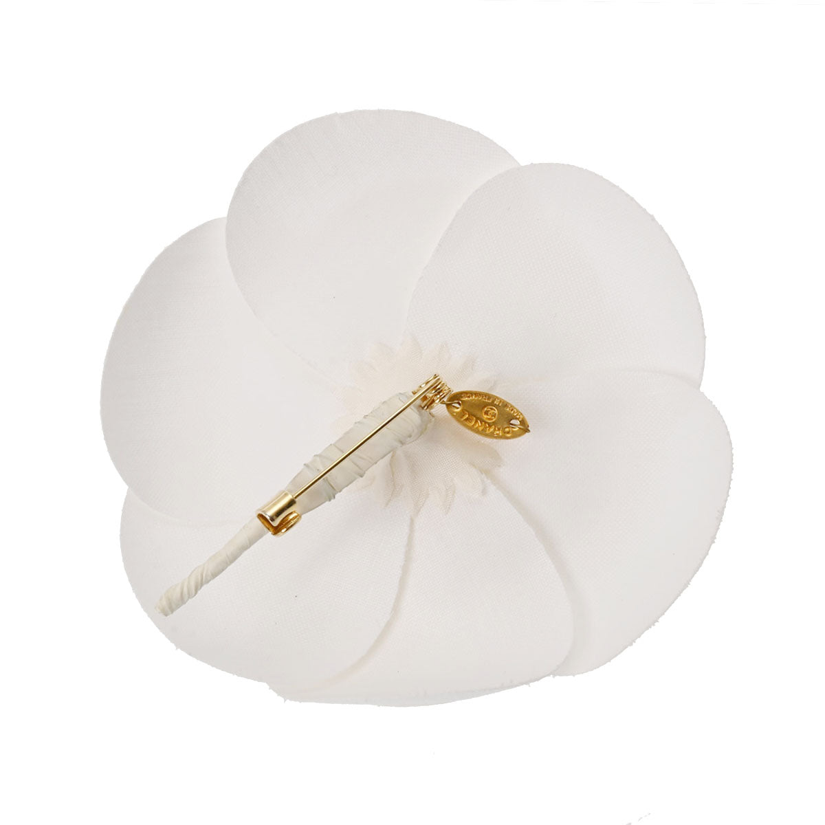 シャネルコサージュ ホワイト ゴールド金具 レディース キャンバス