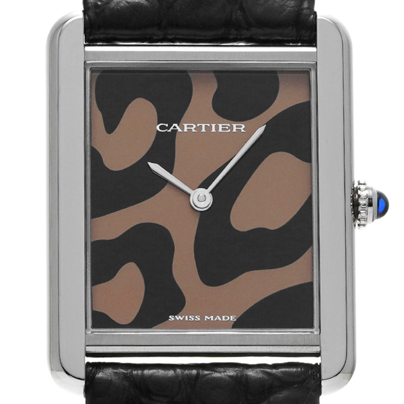 CARTIER カルティエ タンク ソロ LM パンテールモチーフ  W52001G メンズ SS/アリゲーターセミマット 腕時計 自動巻き Aランク 中古 銀蔵