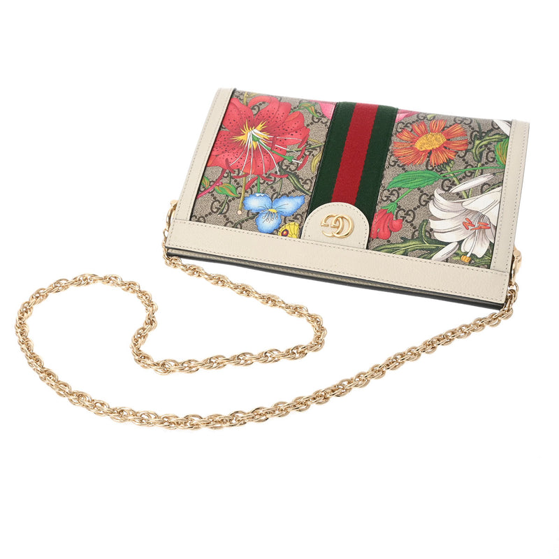 GUCCI グッチ オフィディア GGフローラ スモール 白 503877 レディース PVC レザー ショルダーバッグ Aランク 中古 銀蔵