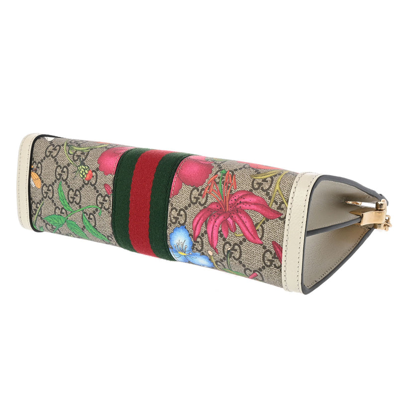 GUCCI グッチ オフィディア GGフローラ スモール 白 503877 レディース PVC レザー ショルダーバッグ Aランク 中古 銀蔵