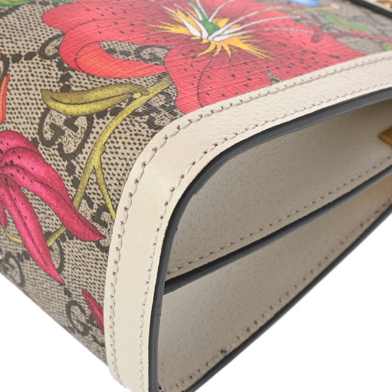 GUCCI グッチ オフィディア GGフローラ スモール 白 503877 レディース PVC レザー ショルダーバッグ Aランク 中古 銀蔵
