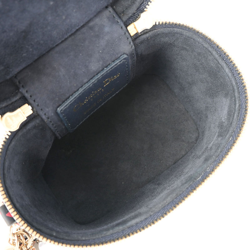 CHRISTIAN DIOR クリスチャンディオール レディディオール マイクロ バニティ ハート柄 2WAY ネイビー/レッド S09180SGA レディース レザー ハンドバッグ Aランク 中古 銀蔵