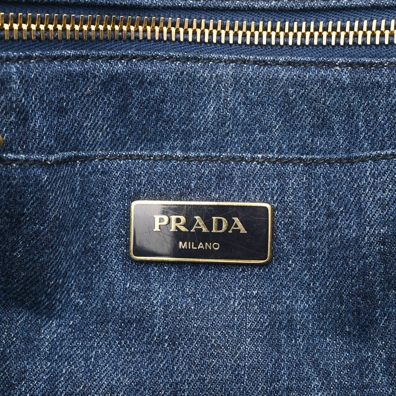 PRADA プラダ カナパ ミニ 2WAY デニム B2439G レディース キャンバス トートバッグ Bランク 中古 銀蔵