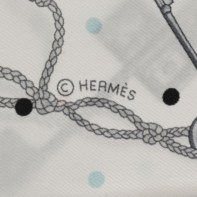 HERMES エルメス ツイリー LES CLES A POIS 白 063871S レディース シルク100％ スカーフ Aランク 中古 銀蔵
