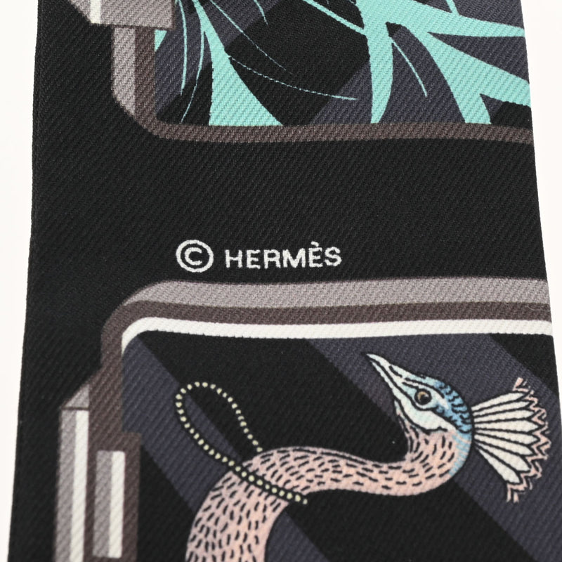 HERMES エルメス ツイリー HERMES STORY 黒 063875S レディース シルク100％ スカーフ 未使用 銀蔵
