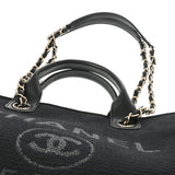 CHANEL シャネル ドーヴィル GM チェーントートバッグ 黒 ゴールド金具 A66941 レディース キャンバス レザー ショルダーバッグ Aランク 中古 銀蔵