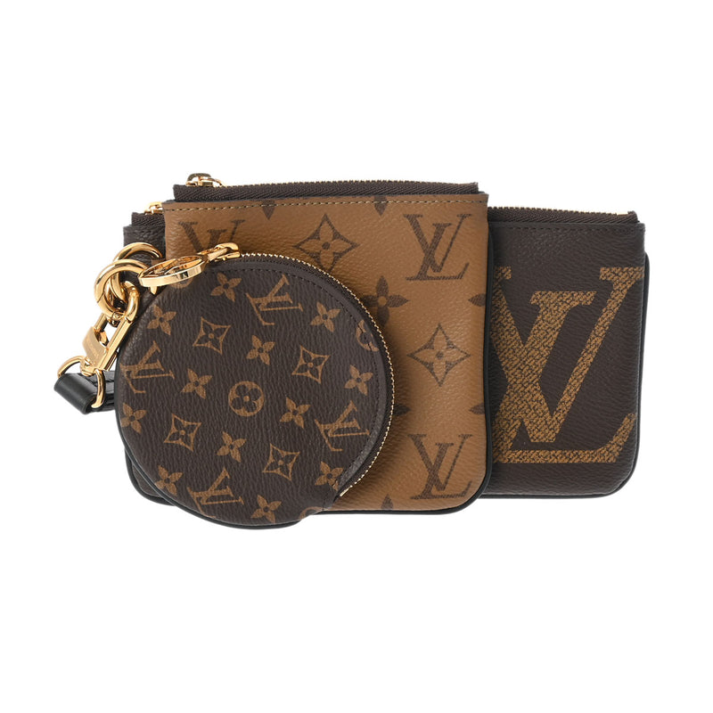 LOUIS VUITTON ルイヴィトン モノグラムリバース ジャイアント ポシェットトリオ ブラウン/ベージュ M68756 レディース モノグラムキャンバス ポーチ Aランク 中古 銀蔵