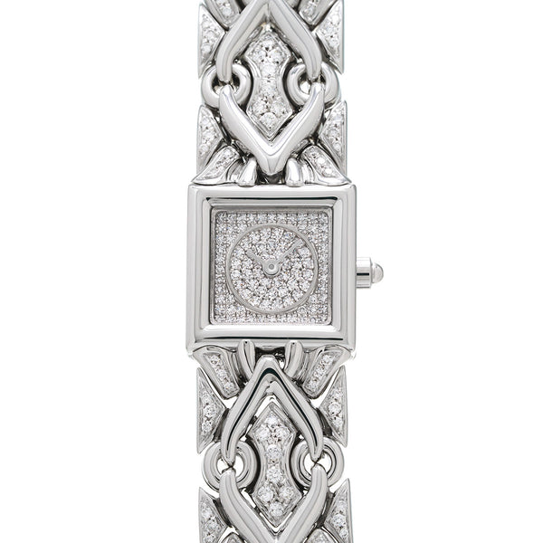 ブルガリ ミニトリカ ダイヤ文字盤 ダイヤブレスレット BJ07W ダイヤモンド レディース 腕時計 クォーツ 中古 銀蔵