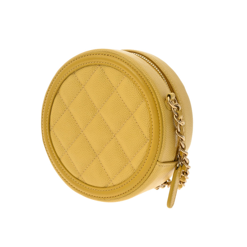 CHANEL シャネル CCフィリグリー チェーンショルダー 黄色 AP0365 レディース キャビアスキン ショルダーバッグ Aランク 中古 銀蔵