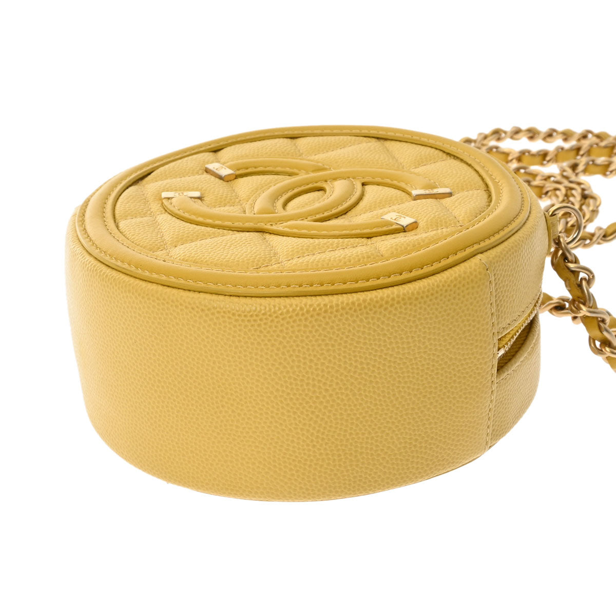 CHANEL ショルダーバッグ　CCフィリグリー キャビアスキン　イエロー シャネル CCフィリグリー チェーンショルダー 黄色 レディース