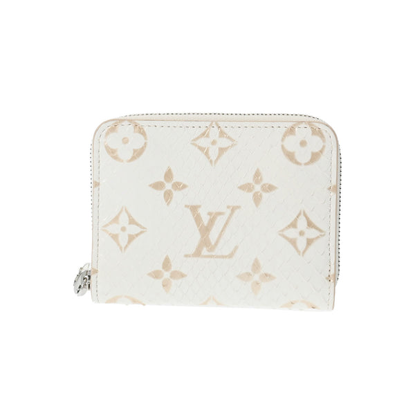 LOUIS VUITTON ルイヴィトン エキゾチックレザー ジッピーコインパース 白/ゴールド N97726 ユニセックス パイソン コインケース 新同 中古 銀蔵