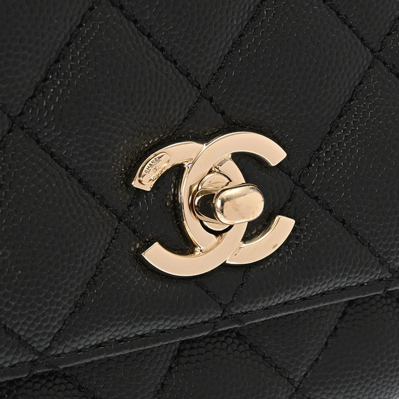 CHANEL シャネル マトラッセ トップハンドル XXS 2WAYチェーンショルダー 黒 AS2215 レディース キャビアスキン ハンドバッグ Aランク 中古 銀蔵