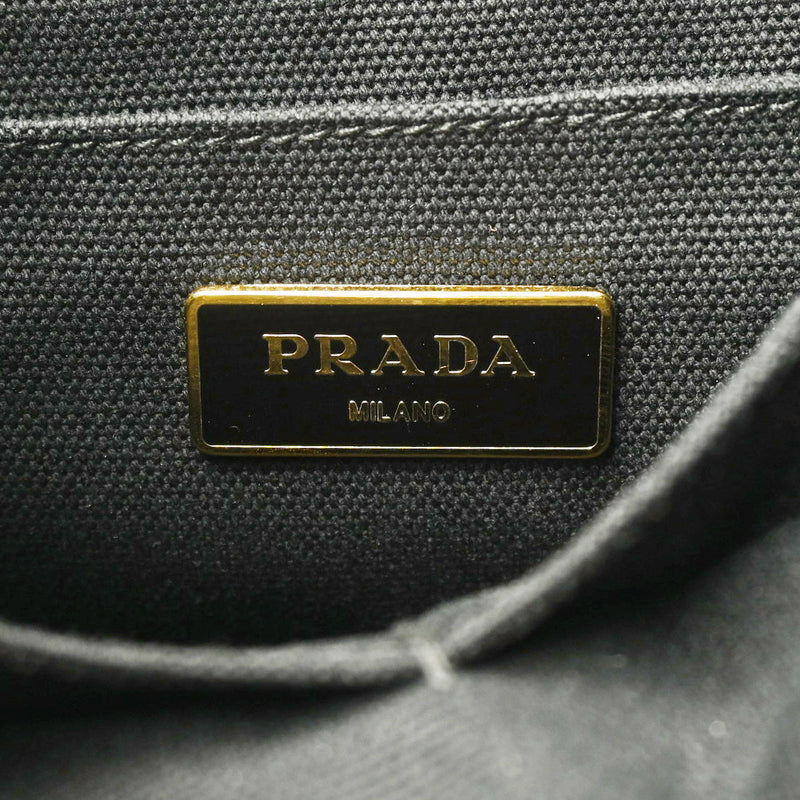 PRADA プラダ カナパ ミニ ハンドバッグ 黒 ゴールド金具 - レディース キャンバス トートバッグ ABランク 中古 銀蔵