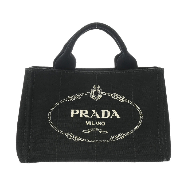 プラダカナパ ミニ ハンドバッグ 黒 ゴールド金具 レディース キャンバス トートバッグ - PRADA 中古 – 銀蔵オンライン