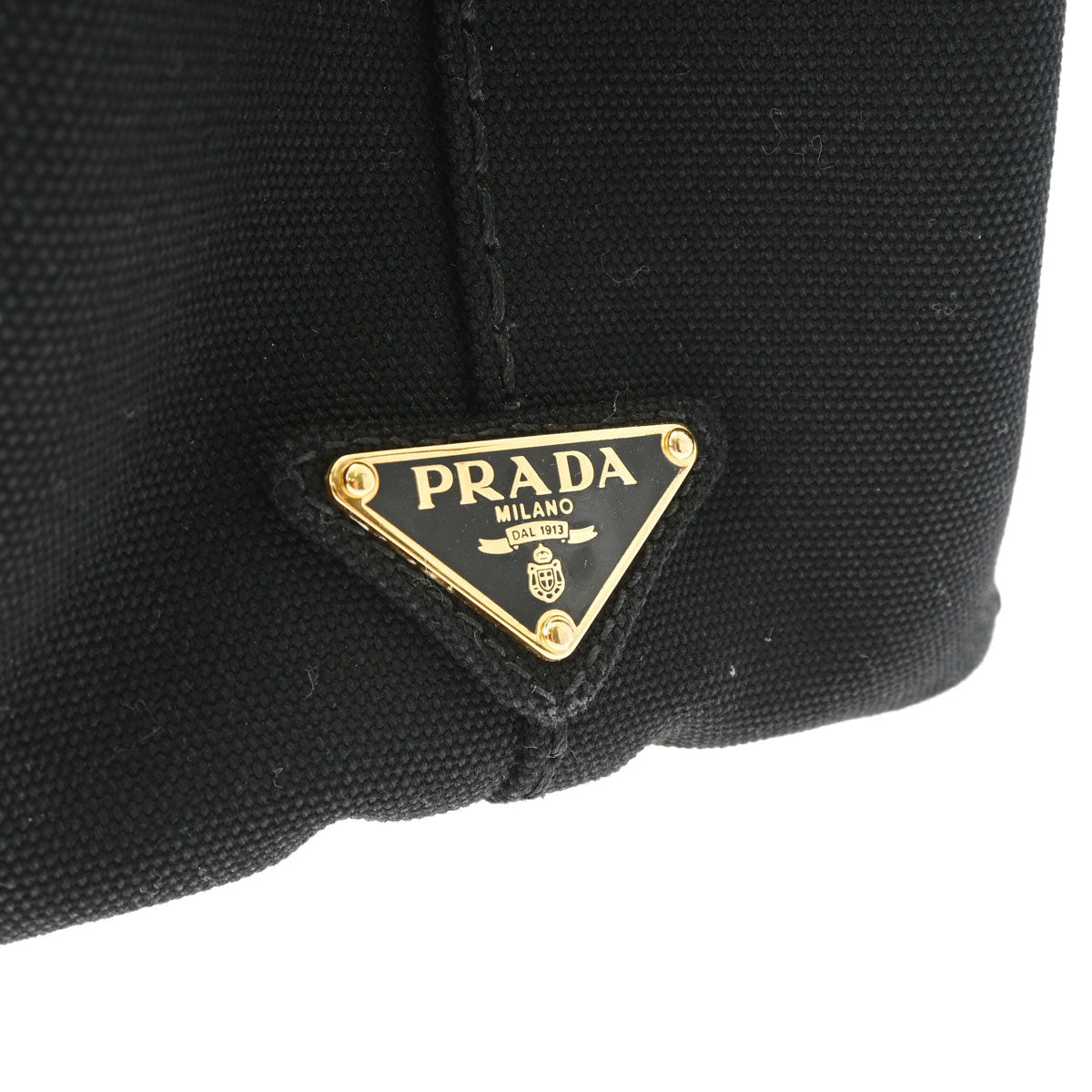 プラダカナパ ミニ ハンドバッグ 黒 ゴールド金具 レディース キャンバス トートバッグ - PRADA 中古 – 銀蔵オンライン