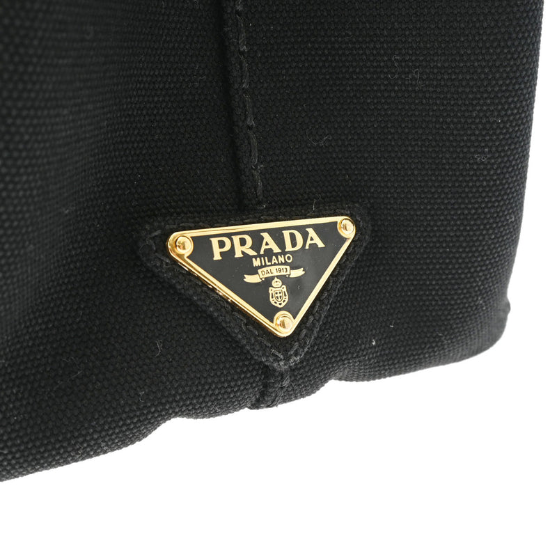 PRADA プラダ カナパ ミニ ハンドバッグ 黒 ゴールド金具 - レディース キャンバス トートバッグ ABランク 中古 銀蔵