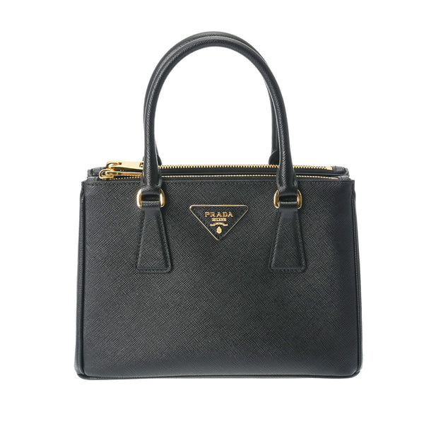 PRADA プラダ ガレリア スモールバッグ 黒 ゴールド金具 1BA896 レディース サフィアーノ 2WAYバッグ 新同 中古 銀蔵