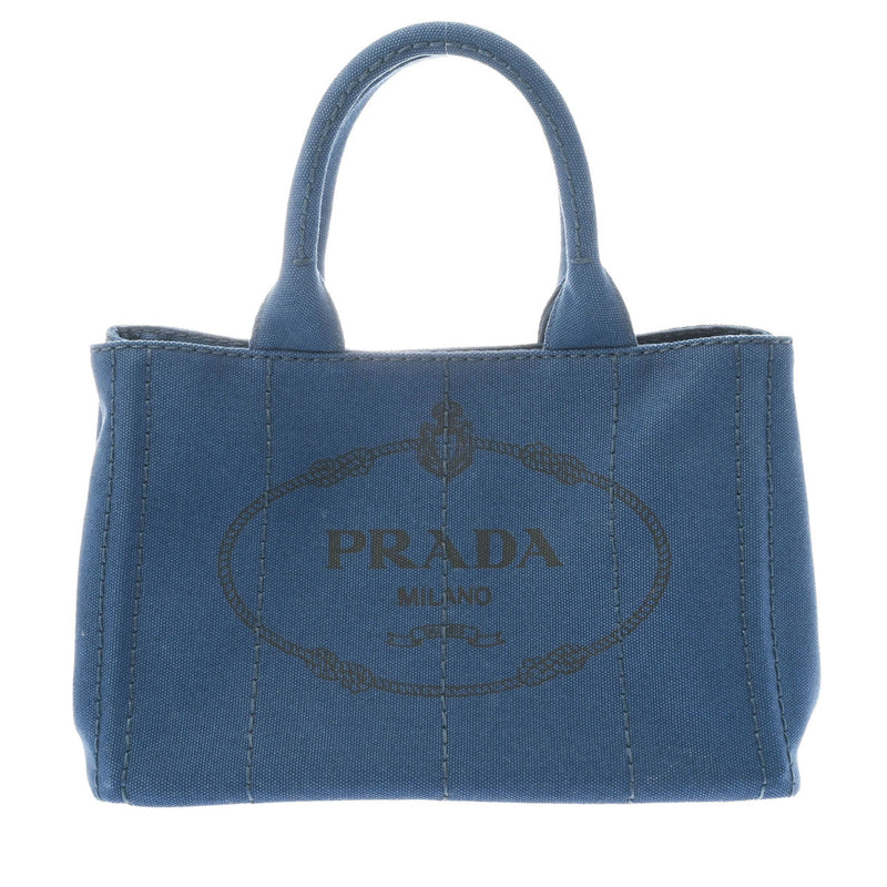 PRADA プラダ カナパ ミニ 2WAY ダークブルー系 1BG439 レディース キャンバス トートバッグ Aランク 中古 銀蔵