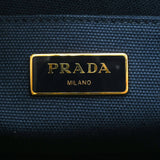 PRADA プラダ カナパ ミニ 2WAY ダークブルー系 1BG439 レディース キャンバス トートバッグ Aランク 中古 銀蔵