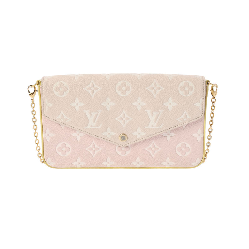 LOUIS VUITTON ルイヴィトン モノグラムアンプラント ポシェットフェリシー チェーンウォレット ピンク/ベージュ M81359 レディース レザー ショルダーバッグ ABランク 中古 銀蔵