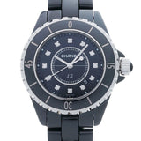 シャネル J12 33mm 12Pダイヤ H1625 ブラックラッカー/ダイヤモンド レディース 腕時計 クォーツ 中古 銀蔵