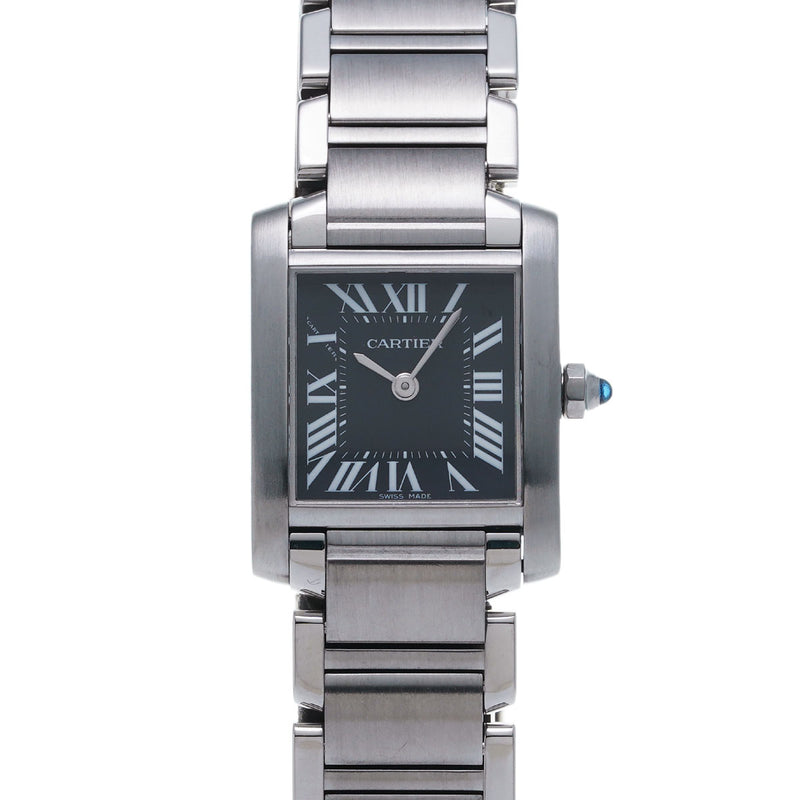 CARTIER カルティエ タンクフランセーズ SM W51026Q3 レディース SS 腕時計 クオーツ 黒文字盤文字盤 Aランク 中古 銀蔵