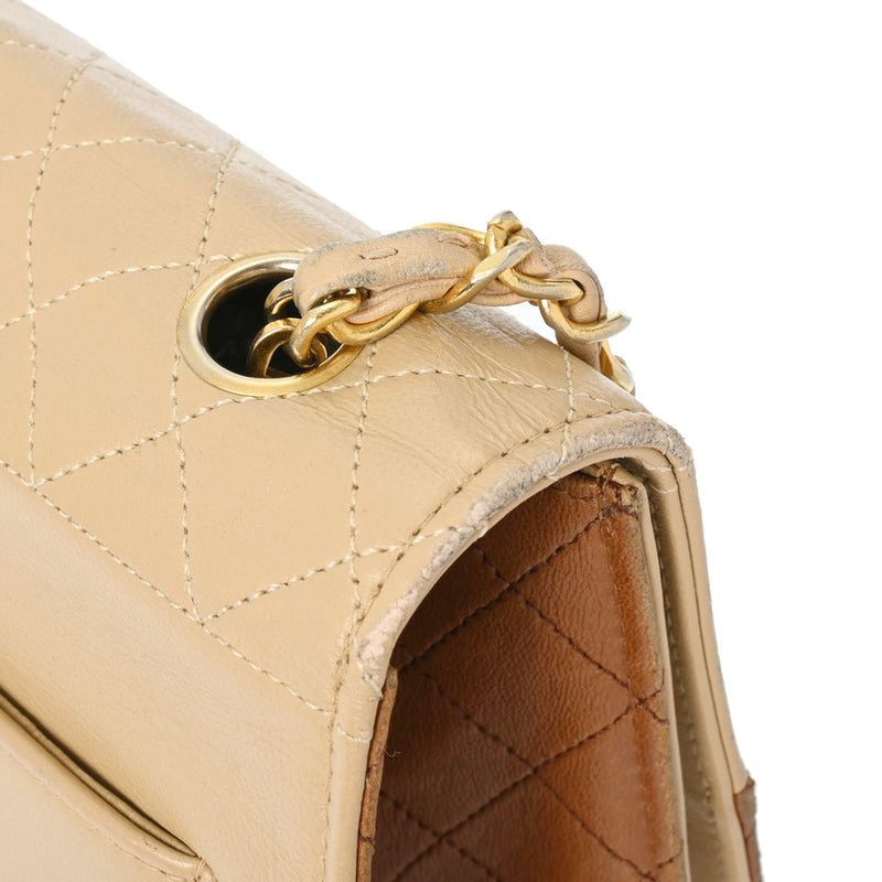 CHANEL シャネル マトラッセ チェーンショルダー ベージュ/茶 レディース ラムスキン ショルダーバッグ Bランク 中古 銀蔵