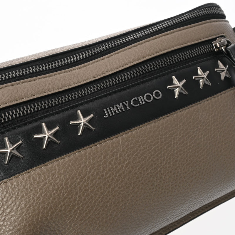 JIMMY CHOO ジミーチュウ スタッズ バイカラー グレー/ブラック ユニセックス レザー ウエストバッグ Aランク 中古 銀蔵