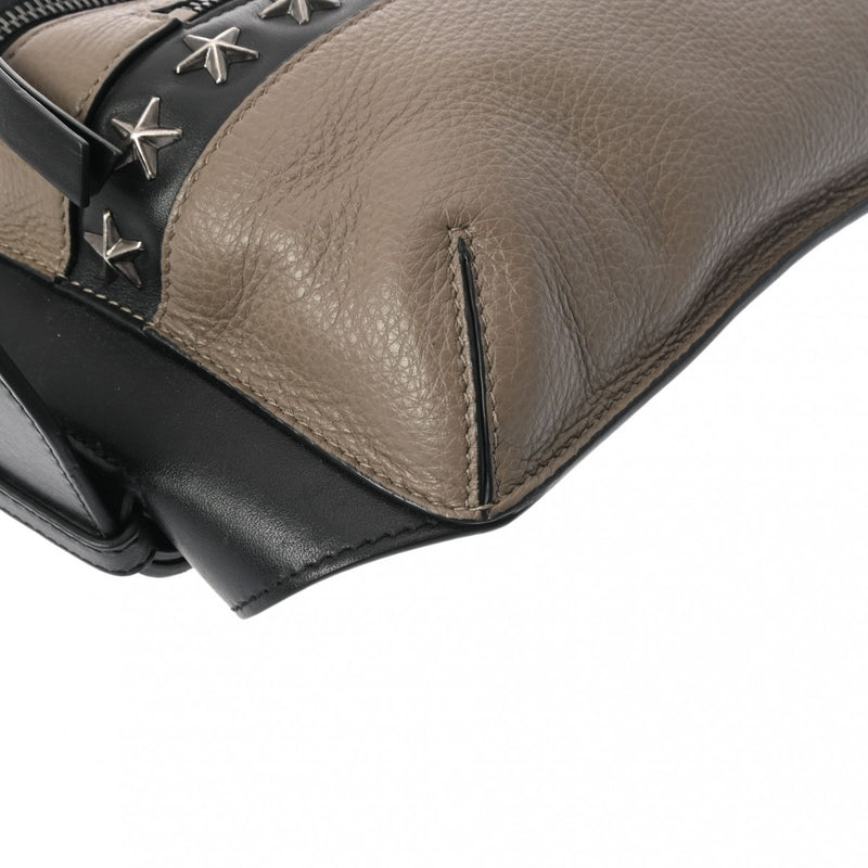 JIMMY CHOO ジミーチュウ スタッズ バイカラー グレー/ブラック ユニセックス レザー ウエストバッグ Aランク 中古 銀蔵