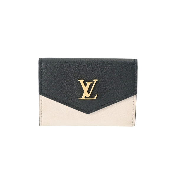 LOUIS VUITTON ルイヴィトン ポルトフォイユ ロックミニ 黒/クリーム/ピンク M80984 レディース グレインカーフ 三つ折り財布 ABランク 中古 銀蔵