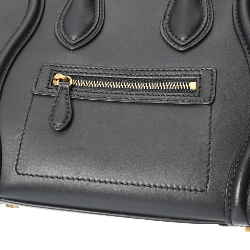 CELINE セリーヌ ラゲージ マイクロ 黒 ゴールド金具 189793 レディース カーフ ハンドバッグ ABランク 中古 銀蔵