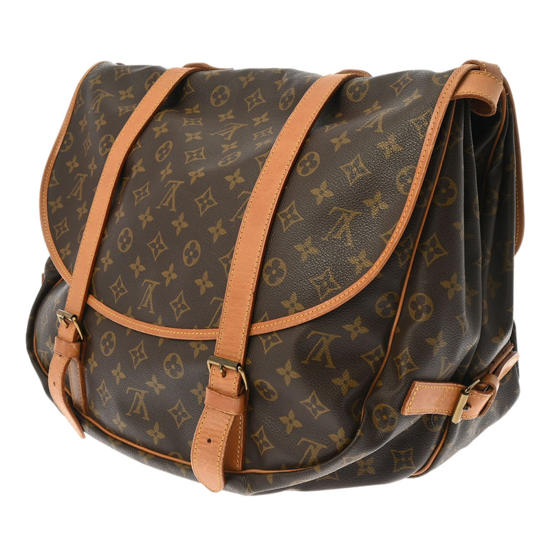 LOUIS VUITTON ルイヴィトン モノグラム ソミュール 43 ブラウン M42252 レディース モノグラムキャンバス ショルダーバッグ Bランク 中古 銀蔵